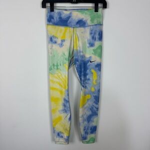 Nike Blue & Yellow Tie Dye Leggings Workout Athletic Gym Fitness